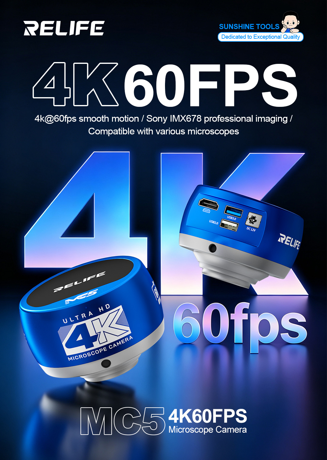 RELIFE MC5 4K 60FPS Microscoop - 4K Microscope Camera Sony Sensor recensie en prijs